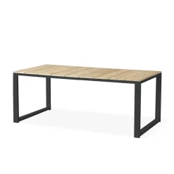 Viadurini in the Garden Gartentische Aus Teakholz-Gartentisch aus massivem Kiefernholz mit Metallfuß - Medino