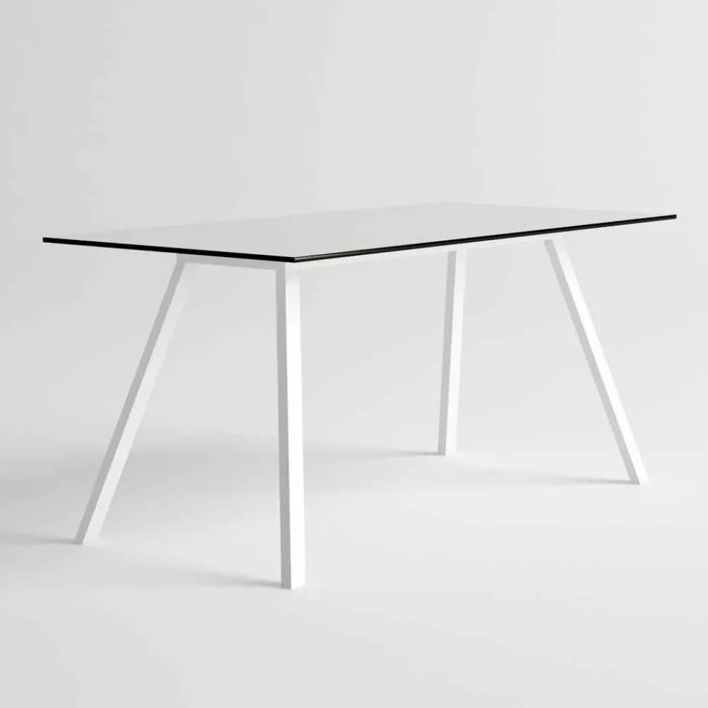 Viadurini in the Garden Gartentische Fest-Gartentisch aus modernem Design aus weißem Aluminium und HPL-Laminat - Oceania2