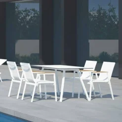 Viadurini in the Garden Gartentische Fest-Gartentisch aus modernem Design aus weißem Aluminium und HPL-Laminat - Oceania2