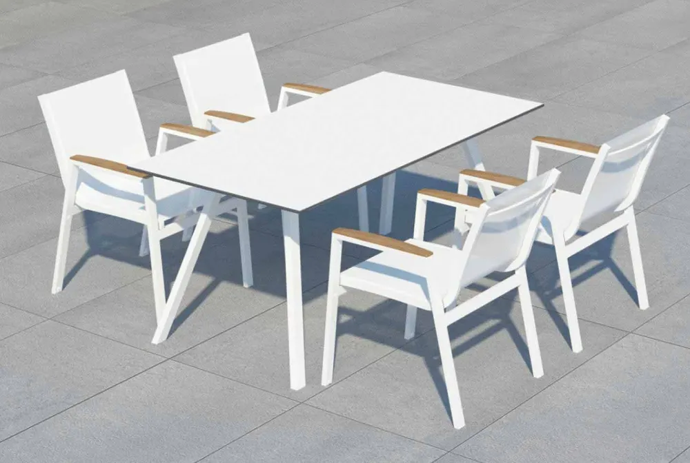 Viadurini in the Garden Gartentische Fest-Gartentisch aus modernem Design aus weißem Aluminium und HPL-Laminat - Oceania2