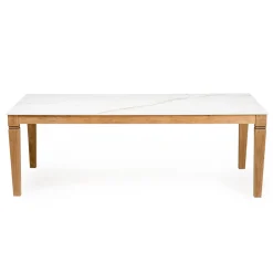 Viadurini in the Garden Gartentische Fest-Gartentisch aus natürlichem Teakholz und Keramikplatte - Artes