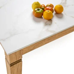 Viadurini in the Garden Gartentische Fest-Gartentisch aus natürlichem Teakholz und Keramikplatte - Artes