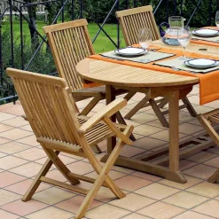 Viadurini in the Garden Gartentische Aus Teakholz-Gartentisch mit 2 Sesseln und 4 Teakholzstühlen - Yggdrasil