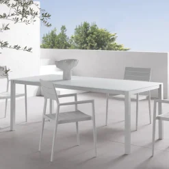 Viadurini in the Garden Gartentische Aus Aluminium-Gartentisch mit Gestell aus lackiertem Aluminium und Glasplatte - Salim