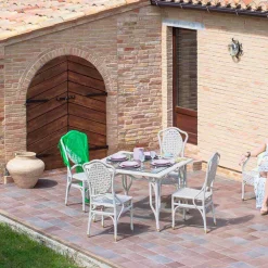 Viadurini in the Garden Gartentische Aus Aluminium-Gartentisch mit Glasplatte Romeo Design handmade in modernem Design