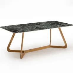 Viadurini in the Garden Gartentische Fest|Gartentische Aus Teakholz-Gartentisch mit Holzsockel und grüner Keramikplatte aus Frankreich - Infinity