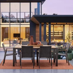 Viadurini in the Garden Gartentische Aus Teakholz-Gartentisch 180x90 cm mit Aluminiumbasis und Teakholzplatte - Mean