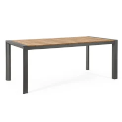 Viadurini in the Garden Gartentische Aus Teakholz-Gartentisch 180x90 cm mit Aluminiumbasis und Teakholzplatte - Mean