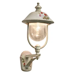 Ferroluce Garten-Wandlampen-Garten-Wandleuchte aus Aluminium mit handgemalten Blumen - Bari