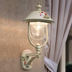 Ferroluce Garten-Wandlampen-Garten-Wandleuchte aus Aluminium mit handgemalten Blumen - Bari