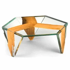 Viadurini Living Moderne Couchtische-Geformter Couchtisch aus Glas und Holz Made in Italy - Mumbai