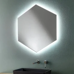 Viadurini Bathroom Wandspiegel-Geformter moderner Badezimmer-Wandspiegel mit hochwertigem LED-Licht - Crocchio