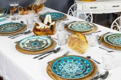 Viadurini Kitchen Teller Set-Gefärbtes Porzellangeschirr Set 18 Stück - Eivissa