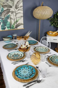 Viadurini Kitchen Teller Set-Gefärbtes Porzellangeschirr Set 18 Stück - Eivissa