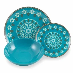Viadurini Kitchen Teller Set-Gefärbtes Porzellangeschirr Set 18 Stück - Eivissa