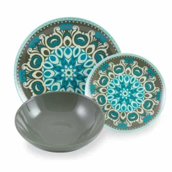 Viadurini Kitchen Teller Set-Gefärbtes Porzellangeschirr Set 18 Stück - Eivissa