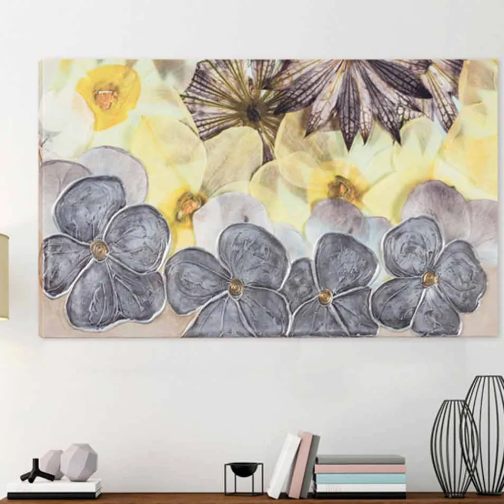 Viadurini Decor Blumen Bilder|Handgemalte Bilder-Gemälde modern mit Blumen handdekoriert Ramos