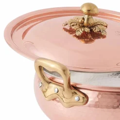 Viadurini Kitchen Kochgeschirr-Gemüsetopf mit handgemachtem verzinntem Kupferdeckel Made in Italy 24 cm - Mariacarla