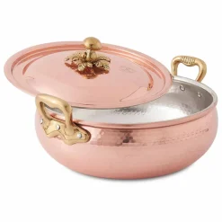 Viadurini Kitchen Kochgeschirr-Gemüsetopf mit handgemachtem verzinntem Kupferdeckel Made in Italy 28 cm - Mariacarla