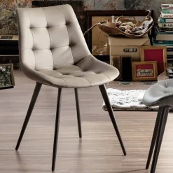 Viadurini Living Moderne Stühle-Gepolsterter Esszimmerstuhl aus Kunstleder mit schwarzen Beinen, 2 Stück - Edda