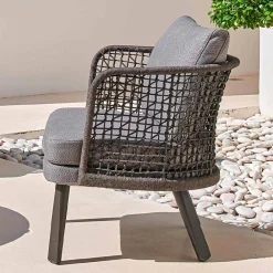 Varaschin Stoffsessel-Gepolsterter Gartensessel aus Metall und Stoff Emma