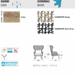 Varaschin Stoffsessel-Gepolsterter Gartensessel in modernem Design Emma