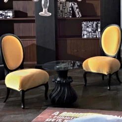 Viadurini Living Klassische Stühle-Gepolsterter Stuhl aus schwarzem Holz, 60x51 cm, Tati