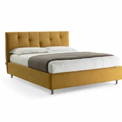 Viadurini Night Design Maßgeschneiderte Möbel|Polsterbetten-Gepolstertes Doppelbett aus Stoff mit Box Made in Italy - Maske