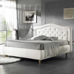 Viadurini Night Design Polsterbetten-Gepolstertes Doppelbett aus Kunstleder mit Aufbewahrungsbox 160x190/200 cm Agly