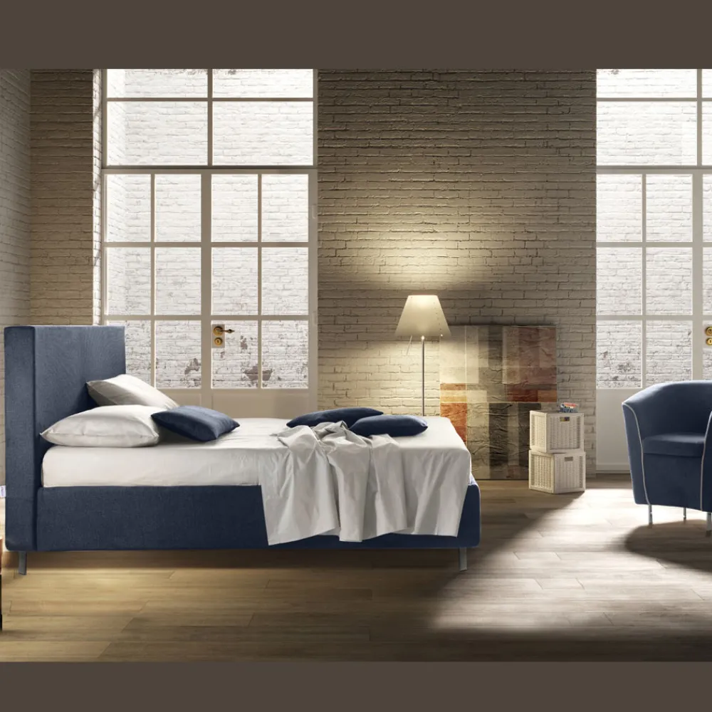 Viadurini Night Design Maßgeschneiderte Möbel|Polsterbetten-Gepolstertes Doppelbett mit Matratze und Kissen Made in Italy - Verga