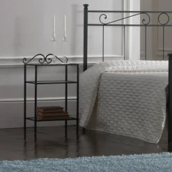 Viadurini Night Design Schlafzimmer Komplett-Gepolstertes Doppelbett mit Matratze und 2 Nachttischen, hergestellt in Italien – Rolly