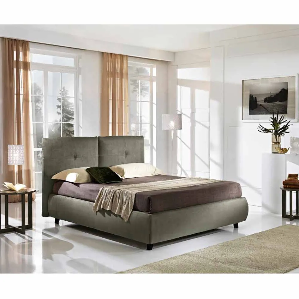 Viadurini Night Design Polsterbetten-Gepolstertes Doppelbett mit Aufbewahrungsbox 160x190/200 cm Nina