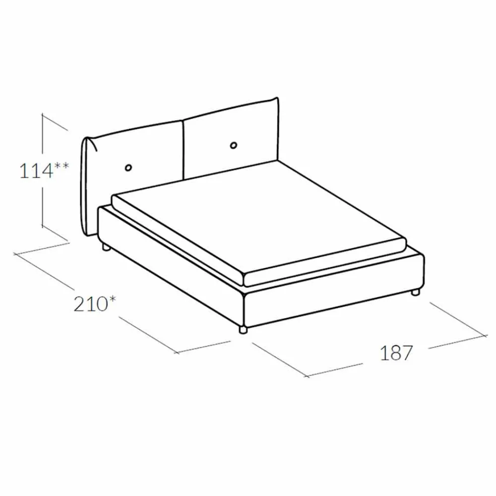 Viadurini Night Design Polsterbetten-Gepolstertes Doppelbett mit Aufbewahrungsbox 160x190/200 cm Nina