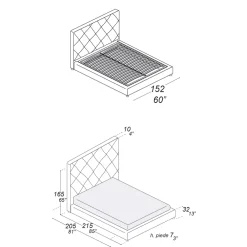 Viadurini Night Design Polsterbetten-Gepolstertes Doppelbett mit Stoff- oder Lederbezug - Celebre