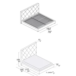 Viadurini Night Design Polsterbetten-Gepolstertes Doppelbett mit Stoff- oder Lederbezug - Celebre