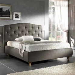 Viadurini Night Design Polsterbetten-Gepolstertes Doppelbett  mit Aufbewahrungsbox 160x190/200cm Leone