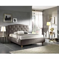 Viadurini Night Design Polsterbetten-Gepolstertes Doppelbett  mit Aufbewahrungsbox 160x190/200cm Leone