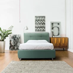 Viadurini Night Design Polsterbetten-Gepolstertes Einzelbett mit optionalem Stauraum, hergestellt in Italien – Akira