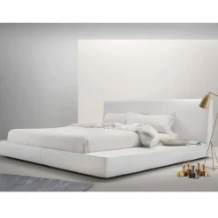 Viadurini Night Design Polsterbetten-Gepolstertes Leder-Doppelbett „Long Island“, hergestellt in Italien