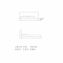 Viadurini Night Design Polsterbetten-Gepolstertes Leder-Doppelbett „Long Island“, hergestellt in Italien