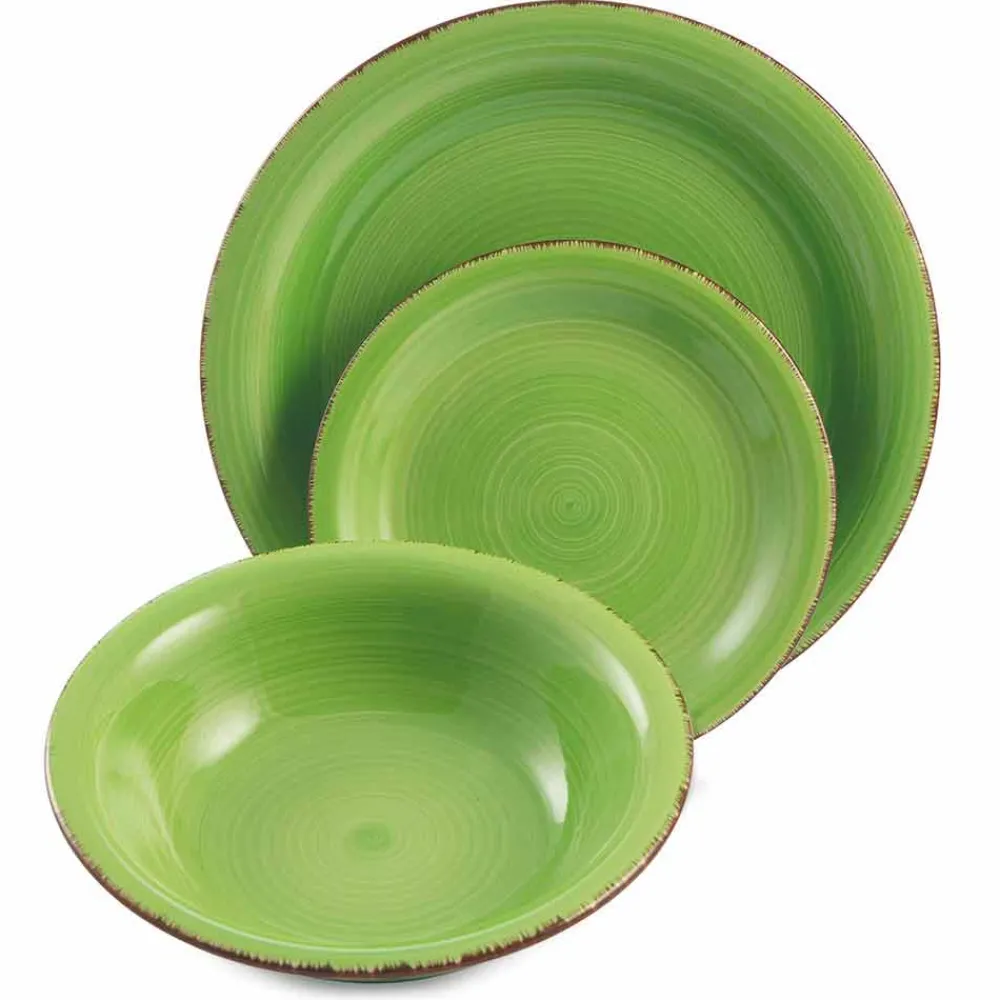 Viadurini Kitchen Teller Set-Geschirr mit farbigen Tellern 18 Stück in modernem Steinzeug - Abruzzen