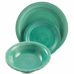 Viadurini Kitchen Teller Set-Geschirr mit farbigen Tellern 18 Stück in modernem Steinzeug - Abruzzen