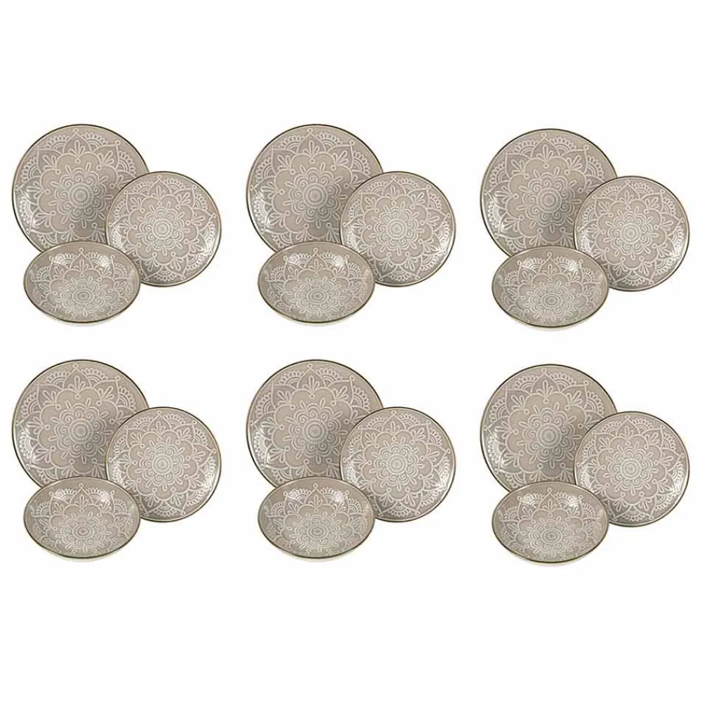 Viadurini Kitchen Teller Set-Geschirrservice in Hartdolomitgrau, Hellblau oder Blau 18 Stück - Arabisch