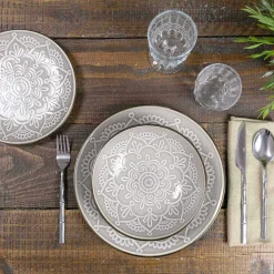 Viadurini Kitchen Teller Set-Geschirrservice in Hartdolomitgrau, Hellblau oder Blau 18 Stück - Arabisch