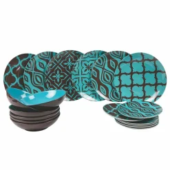 Viadurini Kitchen Teller Set-Geschirrset Porzellan Farbiges Porzellan Modern 18 Pieces - Timesquare