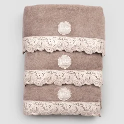 Viadurini Textile Handtücher-Gesichts- und Gästetücher und Badetuch aus Baumwolle Terry und Armonia Lace - Frollo