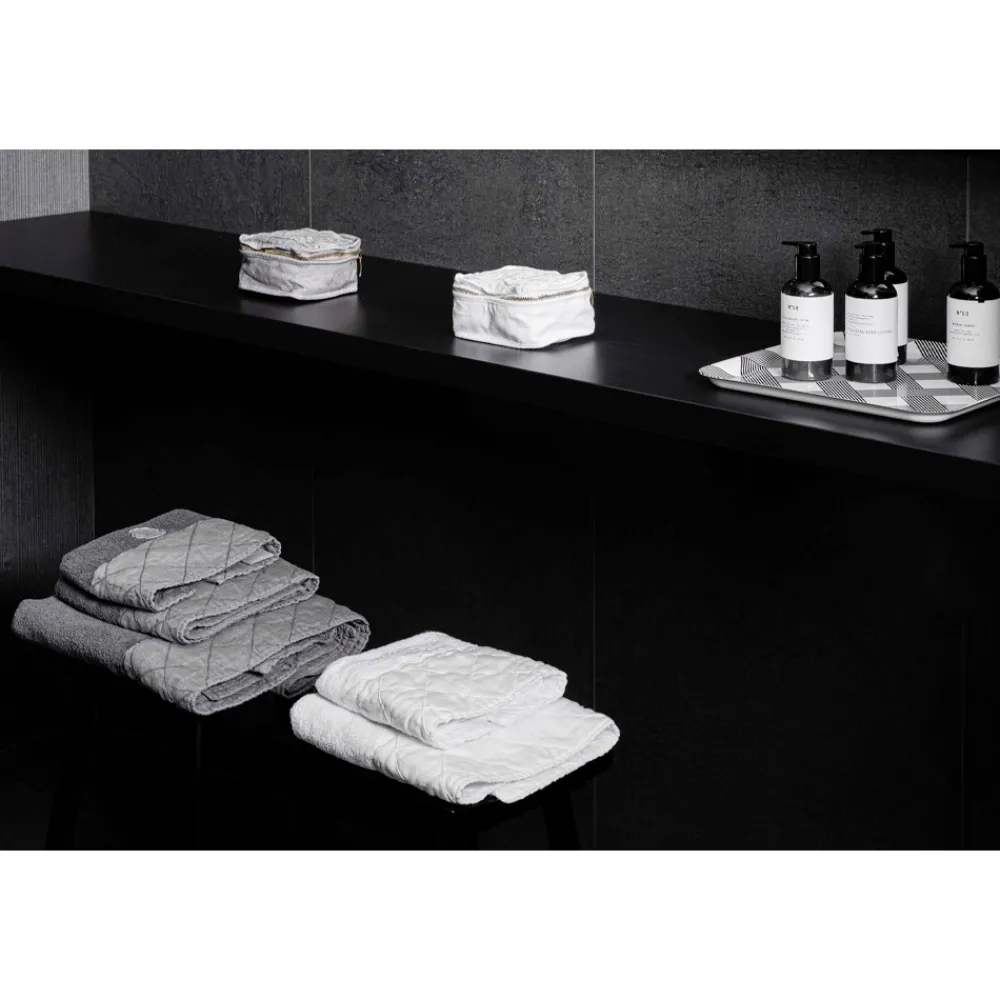 Viadurini Textile Handtücher-Gesichtstuch aus weißem Baumwollfrottier mit geometrischem Dekor - Gimmy