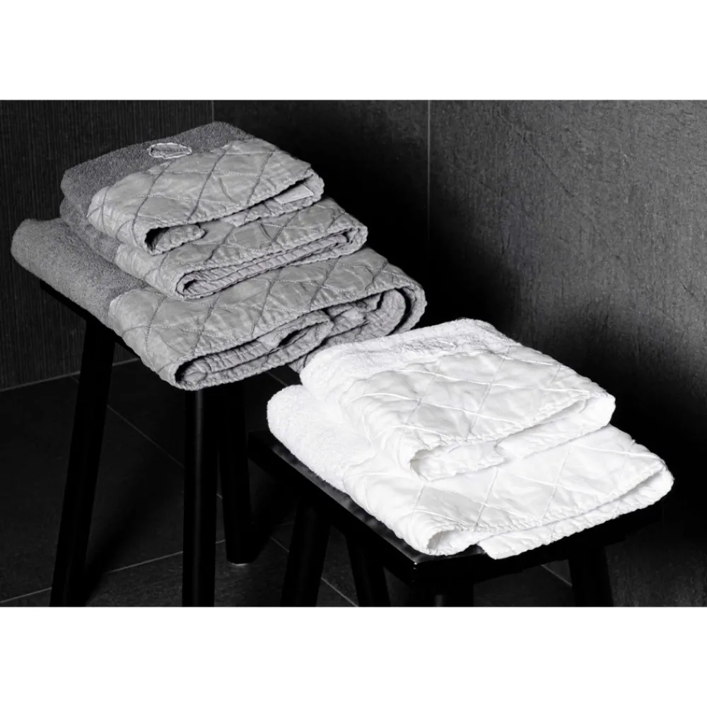 Viadurini Textile Handtücher-Gesichtstuch aus weißem Baumwollfrottier mit geometrischem Dekor - Gimmy