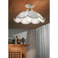 Ferroluce Vintage Deckenleuchten-Gewellte und handdekorierte und bemalte Keramik-Deckenlampe - Belluno