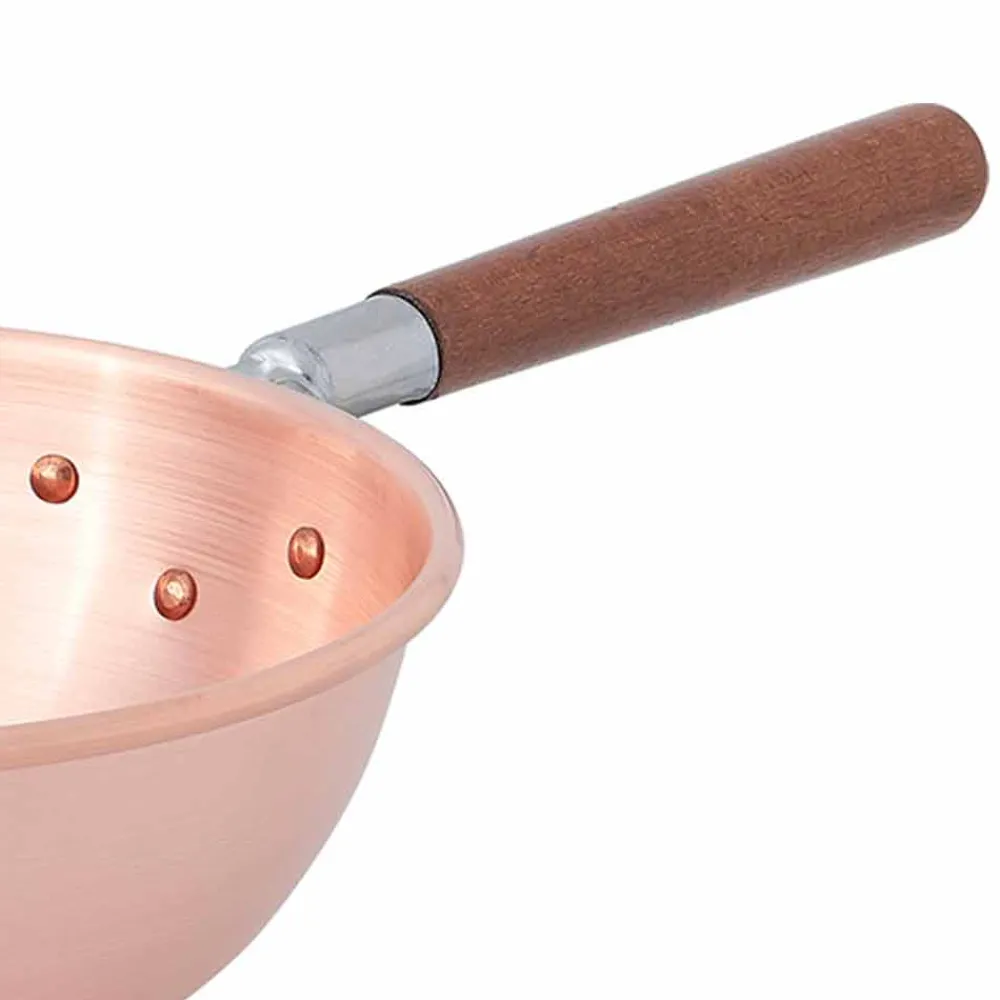 Viadurini Kitchen Kochgeschirr-Glatte Bastardella aus massivem Kupfer mit Holzgriff 26 cm - Giampiero